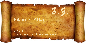 Bubenik Zita névjegykártya