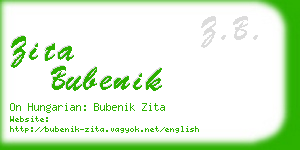 zita bubenik business card